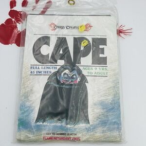 Creepy Creatures Halloween Black Vampire  Cape Adult Vinyl 45"